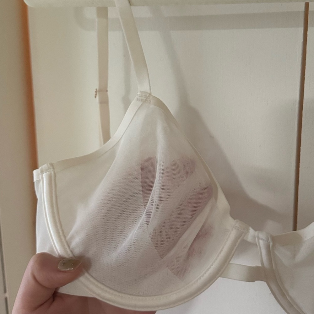 NWT Auden Sheer Mesh Unlined Demi Underwire Bra in White Size 32C - Picture 7 of 10